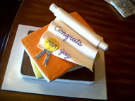 top of graduation books cake